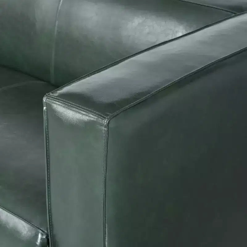 Christopher Knight Home Kaia 80 Contemporary Square Arm Faux Leather 3 Seater Sofa with Birch Wood Legs