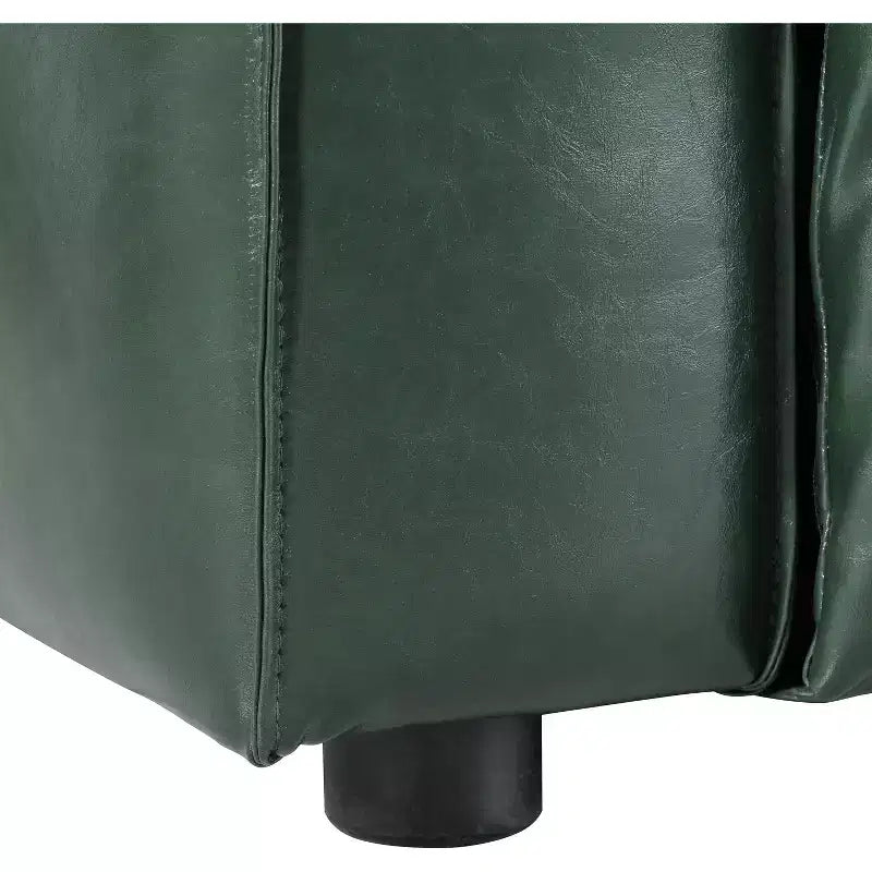 Christopher Knight Home Kaia 80 Contemporary Square Arm Faux Leather 3 Seater Sofa with Birch Wood Legs