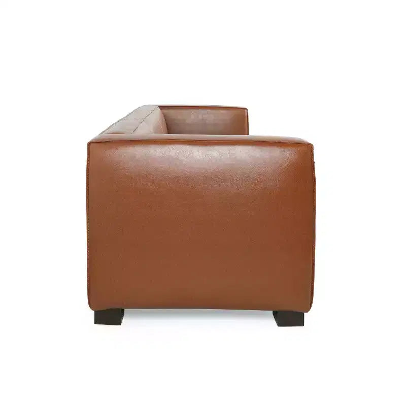 Christopher Knight Home Kaia 80 Contemporary Square Arm Faux Leather 3 Seater Sofa with Birch Wood Legs