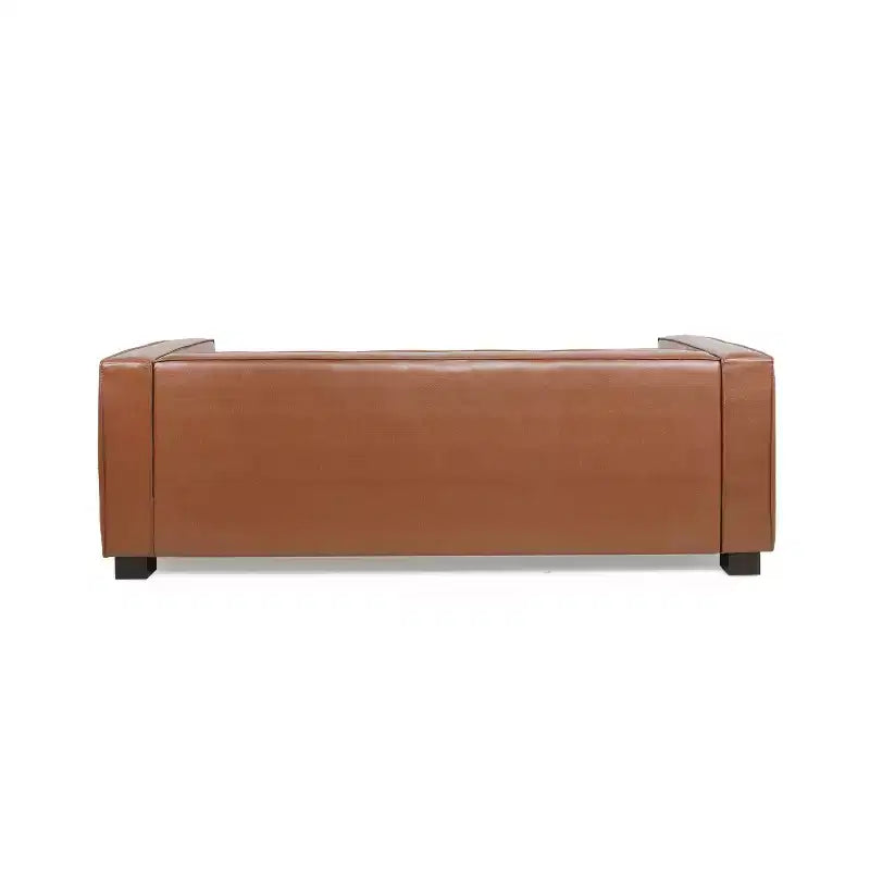 Christopher Knight Home Kaia 80 Contemporary Square Arm Faux Leather 3 Seater Sofa with Birch Wood Legs
