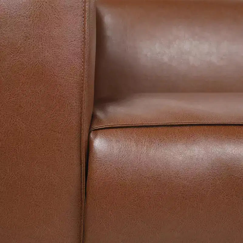 Christopher Knight Home Kaia 80 Contemporary Square Arm Faux Leather 3 Seater Sofa with Birch Wood Legs