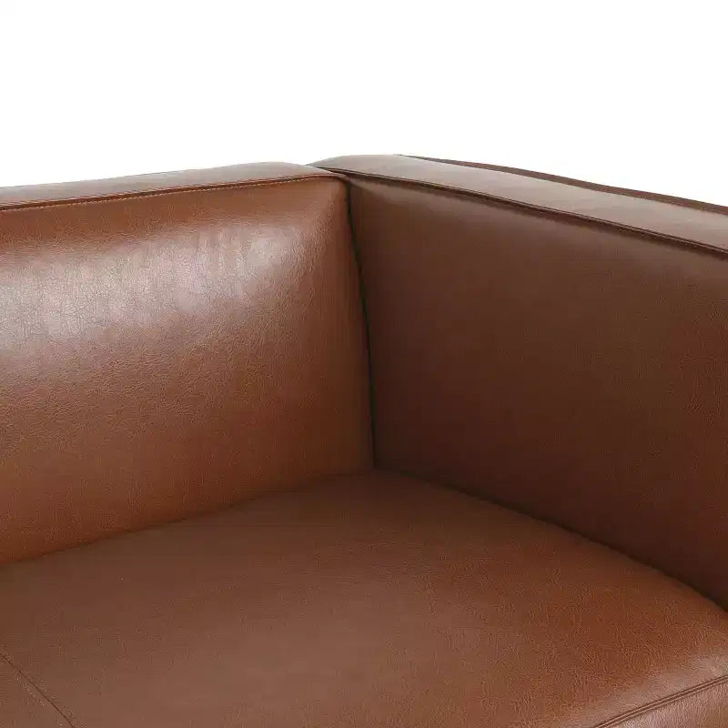 Christopher Knight Home Kaia 80 Contemporary Square Arm Faux Leather 3 Seater Sofa with Birch Wood Legs