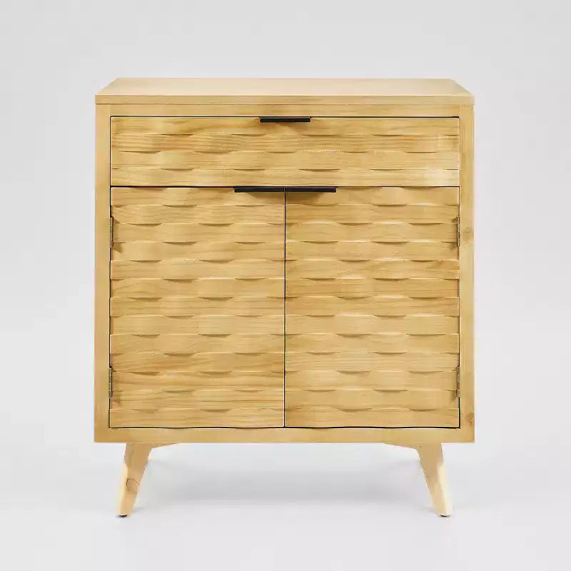 Art Leon Wavy Carving Wooden Cabinet Sideboard with Drawer Storage