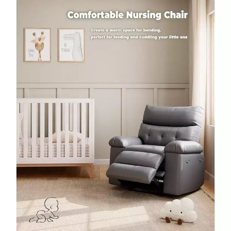 Oversized Recliner Chair for Adults - PU Leather Recliner Sofa with High-Density Foam, Wide Seat & Smooth Manual Recline