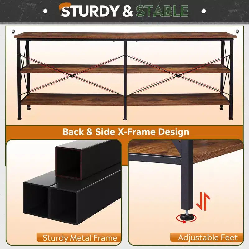70 Inch TV Stand for Living Room & Bedroom, 63 Media Console with 3-Tier Storage Shelves