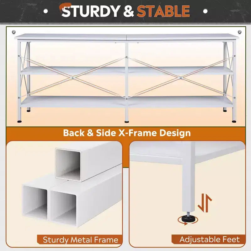 70 Inch TV Stand for Living Room & Bedroom, 63 Media Console with 3-Tier Storage Shelves