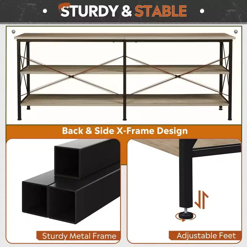 70 Inch TV Stand for Living Room & Bedroom, 63 Media Console with 3-Tier Storage Shelves