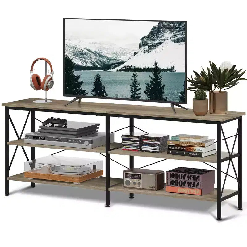 70 Inch TV Stand for Living Room & Bedroom, 63 Media Console with 3-Tier Storage Shelves