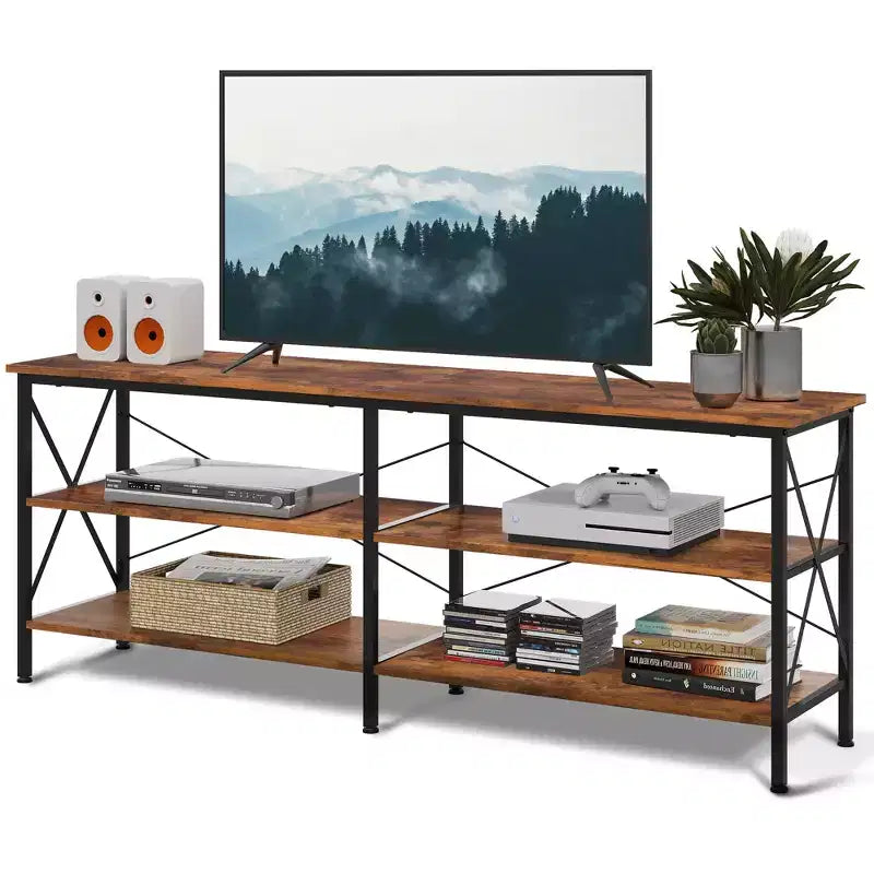 70 Inch TV Stand for Living Room & Bedroom, 63 Media Console with 3-Tier Storage Shelves