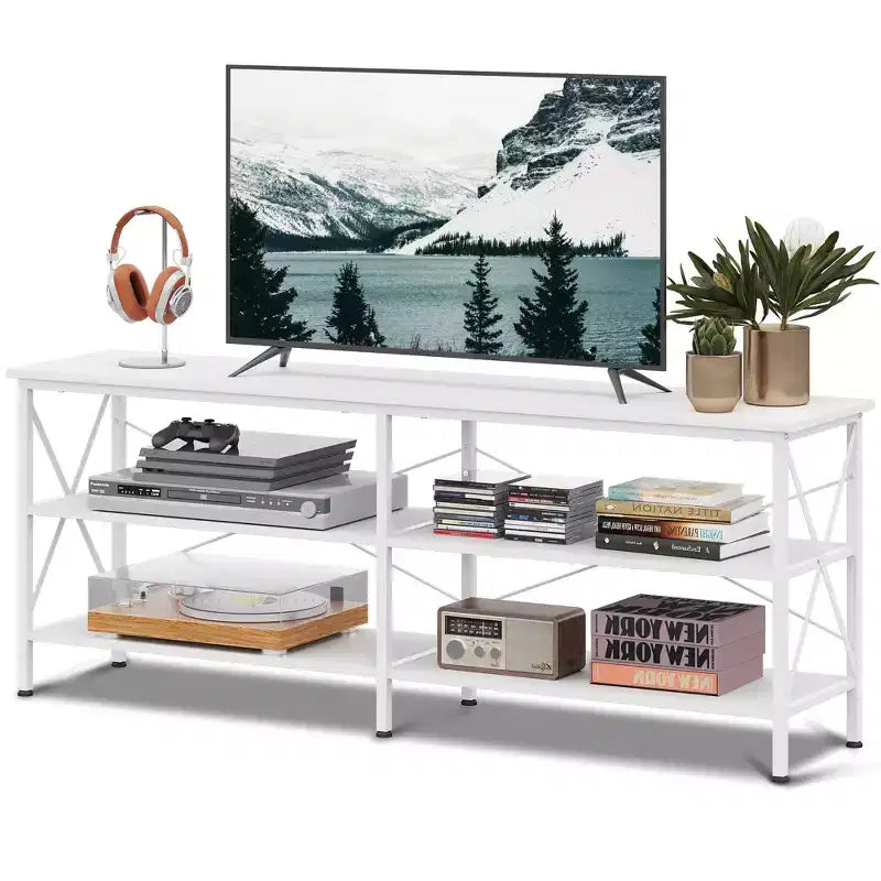 70 Inch TV Stand for Living Room & Bedroom, 63 Media Console with 3-Tier Storage Shelves