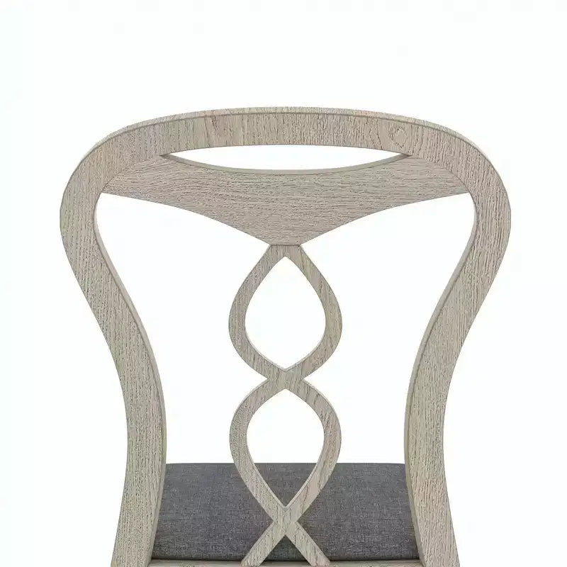 VECELO Rustic Wooden Dining Chairs, Rubber Wood Kitchen Chairs with Padded Seat & Elegant Hollowed Backrest, Gray