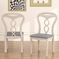 VECELO Rustic Wooden Dining Chairs, Rubber Wood Kitchen Chairs with Padded Seat & Elegant Hollowed Backrest, Gray
