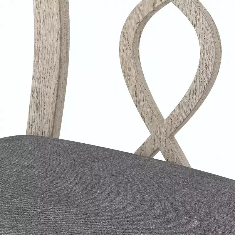 VECELO Rustic Wooden Dining Chairs, Rubber Wood Kitchen Chairs with Padded Seat & Elegant Hollowed Backrest, Gray