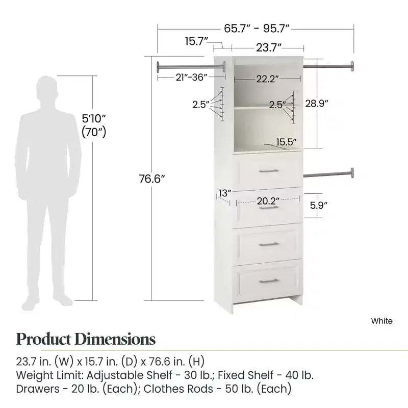 Nevaeh Ridge 4 Drawer Closet Storage, White