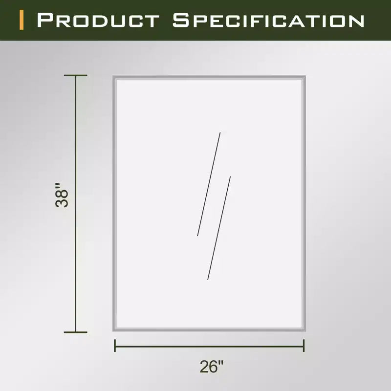 Modern 96cm Silver Aluminum Rectangular Mirror with Slim Frame, Right Angles, 1.5cm Depth