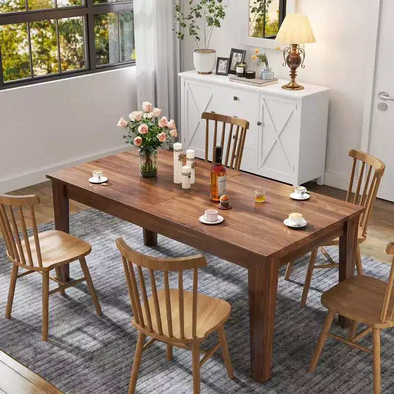 CLIHOME 106.3 Large Extendable Dining Table, MDF Kitchen Table
