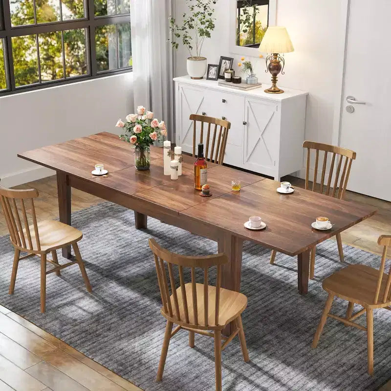 CLIHOME 106.3 Large Extendable Dining Table, MDF Kitchen Table