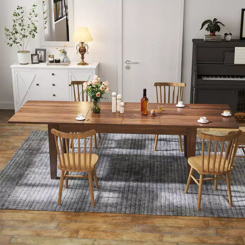 CLIHOME 106.3 Large Extendable Dining Table, MDF Kitchen Table