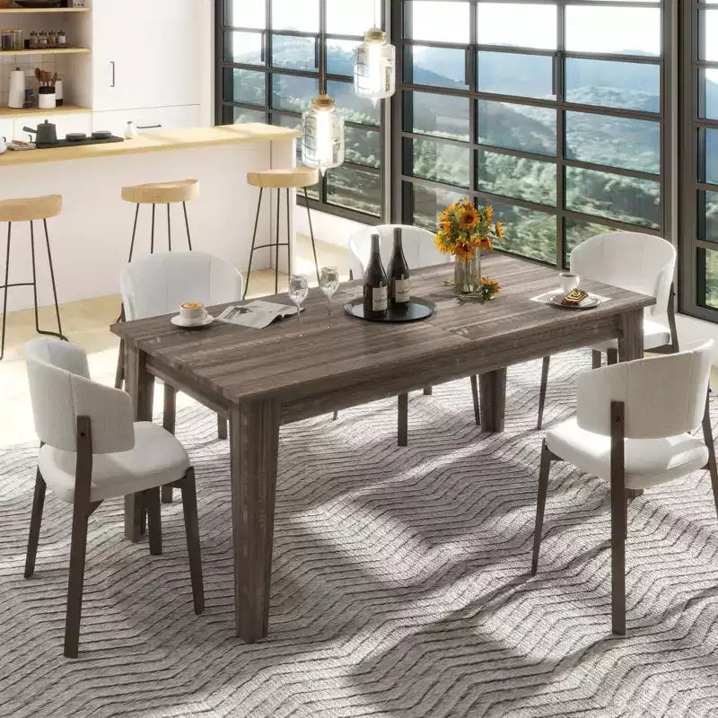 CLIHOME 106.3 Large Extendable Dining Table, MDF Kitchen Table