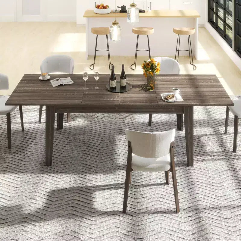 CLIHOME 106.3 Large Extendable Dining Table, MDF Kitchen Table