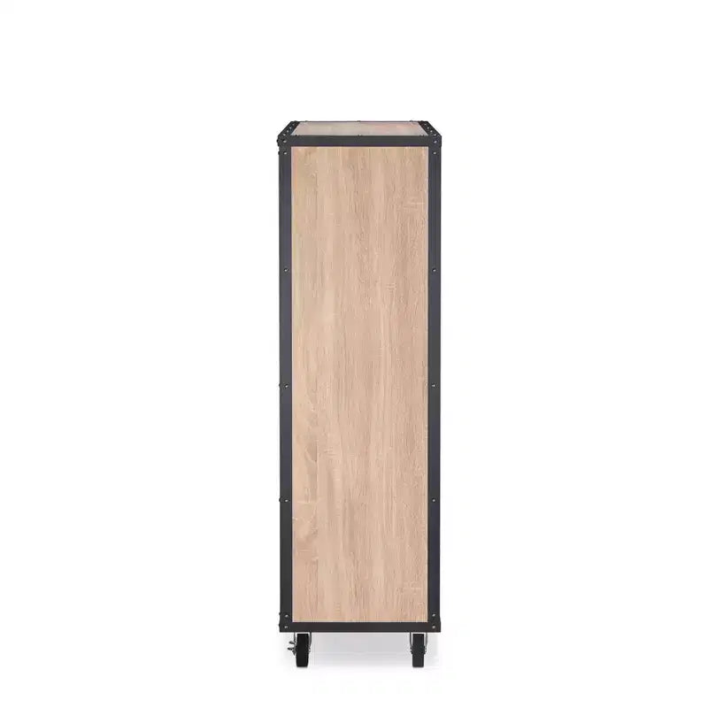 GDFStudio Herty 5 Drawers Wood Dresser with Caster Wheels