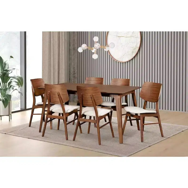 New Classic Furniture,Oscar Solid Wood Table And 6 Chairs In Brown