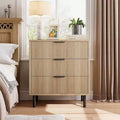 28 Wave Fluted 3-Drawer Dresser - Anti-Tip Safety, Tall Storage Chest w/Metal Legs for Bedroom & Entryway