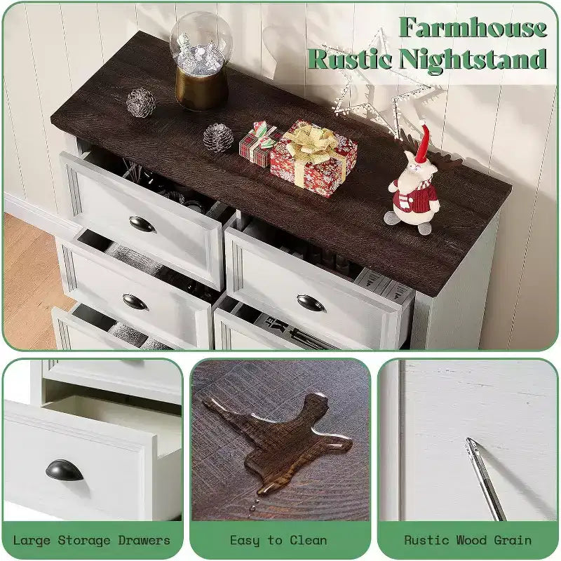 AMERLIFE Farmhouse Drawer Dresser with Storage Drawers
