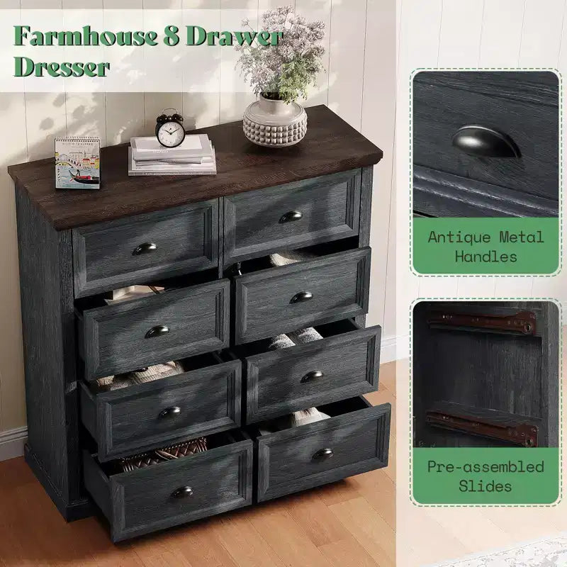 AMERLIFE Farmhouse Drawer Dresser with Storage Drawers