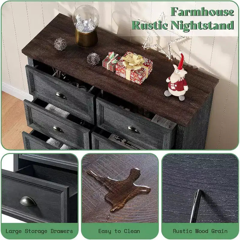 AMERLIFE Farmhouse Drawer Dresser with Storage Drawers