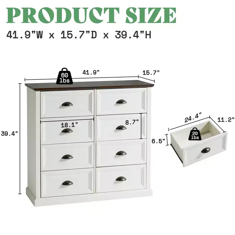 AMERLIFE Farmhouse Drawer Dresser with Storage Drawers
