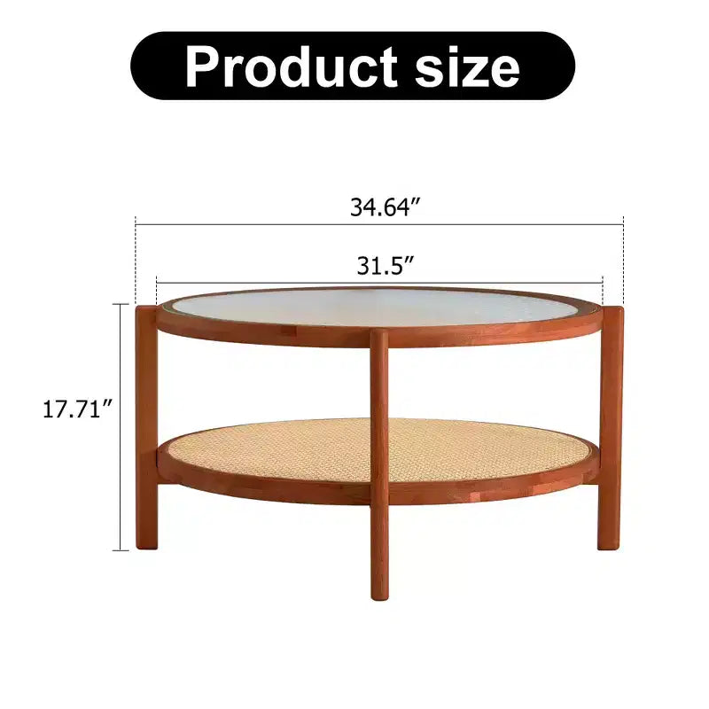 Vatros Modern Coffee Table Small Round Coffee Table with Glass Tabletop