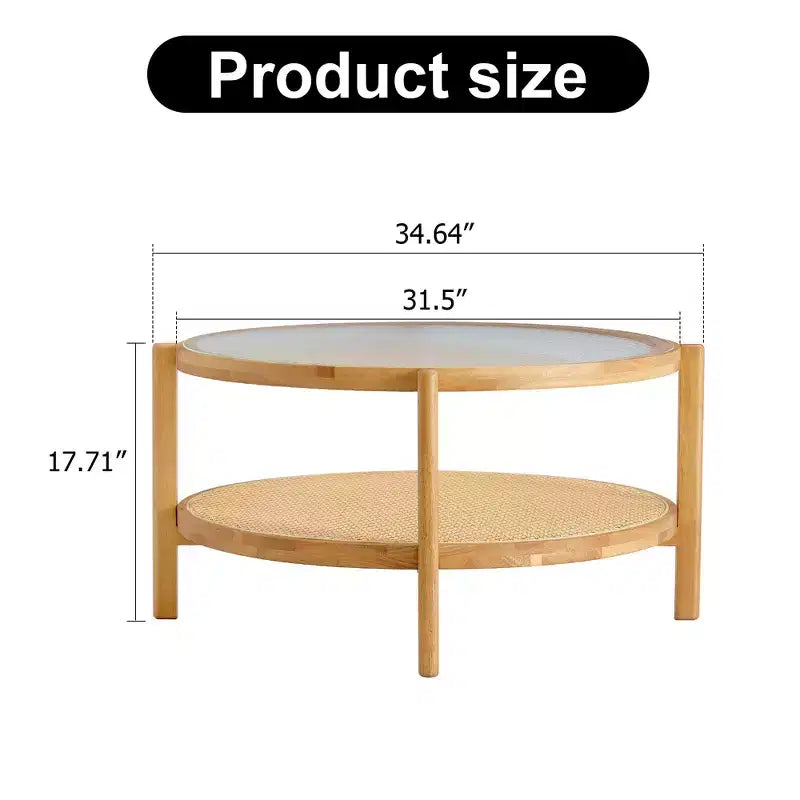 Vatros Modern Coffee Table Small Round Coffee Table with Glass Tabletop