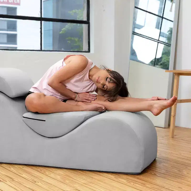 Avana Luvu Lounger - Chaise Lounge Chair for Yoga, Exercise, Massage - High Density Foam - Made in the USA - Light Grey