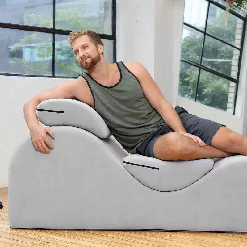 Avana Luvu Lounger - Chaise Lounge Chair for Yoga, Exercise, Massage - High Density Foam - Made in the USA - Light Grey