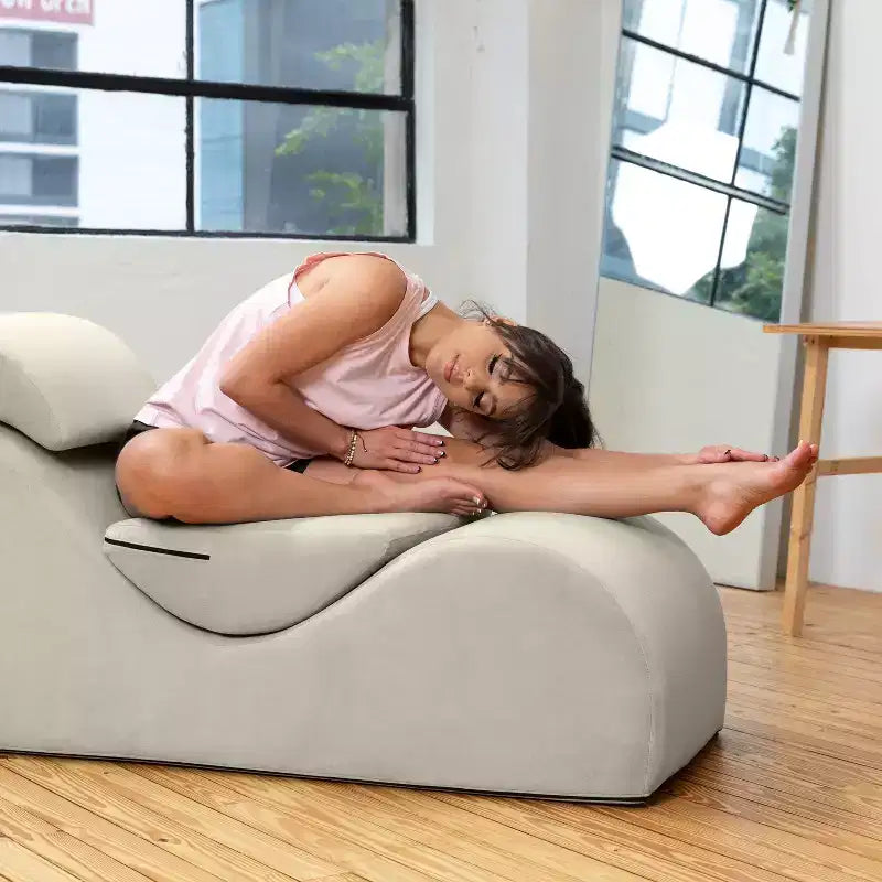 Avana Luvu Lounger - Chaise Lounge Chair for Yoga, Exercise, Massage - High Density Foam - Made in the USA - Light Grey