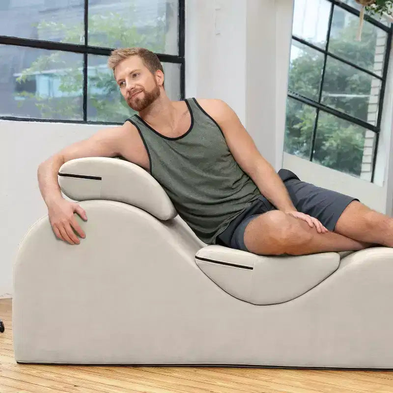 Avana Luvu Lounger - Chaise Lounge Chair for Yoga, Exercise, Massage - High Density Foam - Made in the USA - Light Grey