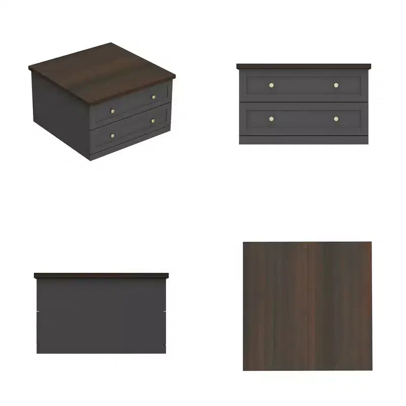 Famapy Stylish and Functional Coffee Table - Dark Grey Body with Brown Countertop, Ideal for Modern Living Rooms