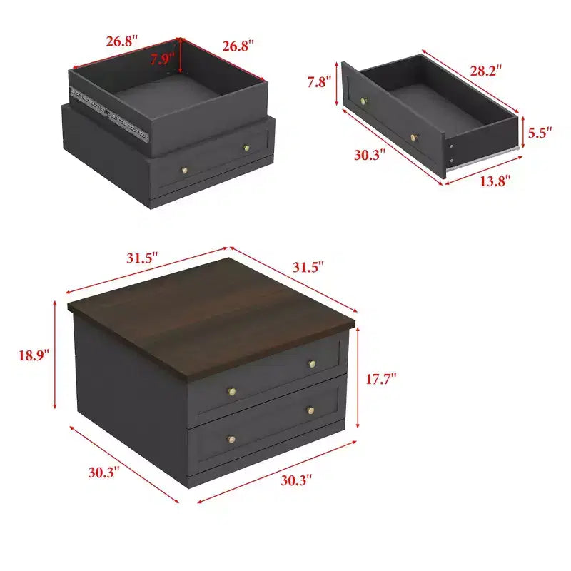 Famapy Stylish and Functional Coffee Table - Dark Grey Body with Brown Countertop, Ideal for Modern Living Rooms