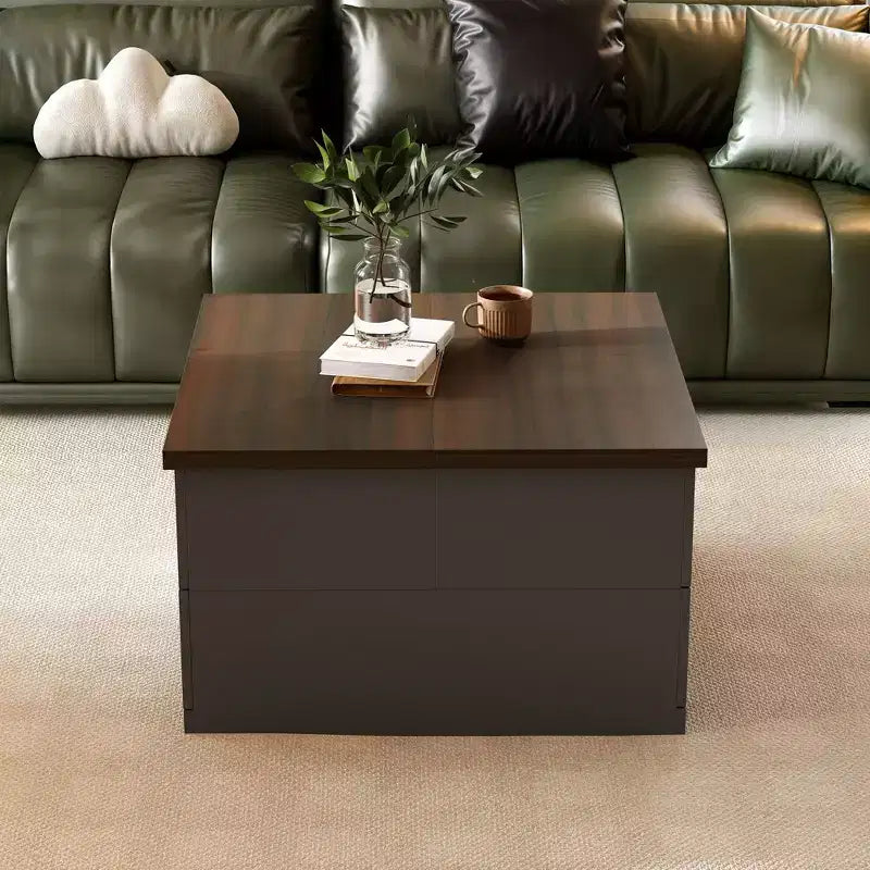 Famapy Stylish and Functional Coffee Table - Dark Grey Body with Brown Countertop, Ideal for Modern Living Rooms