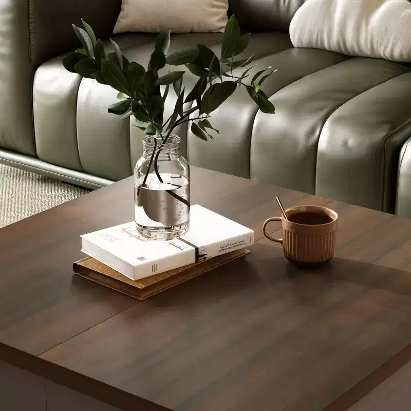 Famapy Stylish and Functional Coffee Table - Dark Grey Body with Brown Countertop, Ideal for Modern Living Rooms