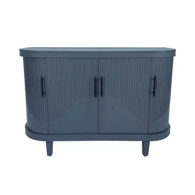 Modern Arc-shaped Sideboard, 47.2-inch Decorative Storage Cabinet, Wooden Hall Table with 4 Doors and Adjustable Interior Shelves