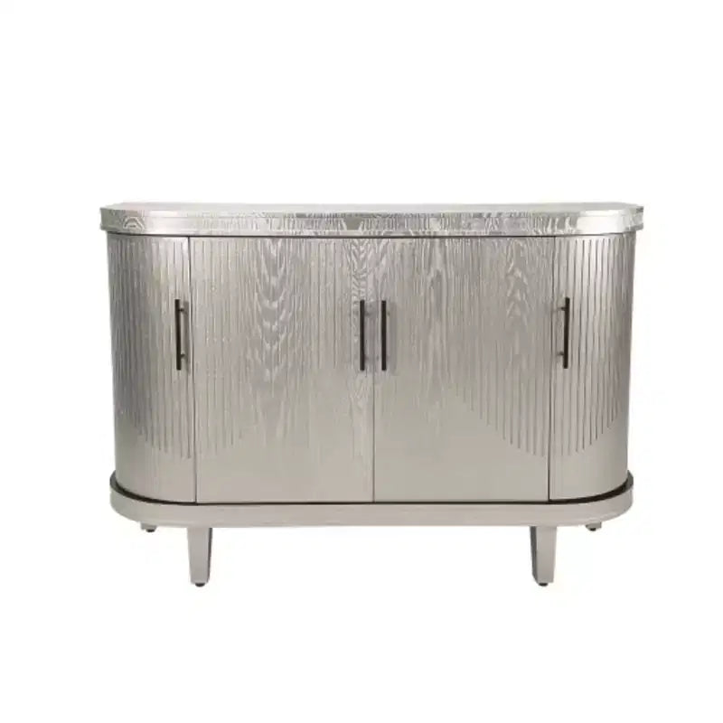 Modern Arc-shaped Sideboard, 47.2-inch Decorative Storage Cabinet, Wooden Hall Table with 4 Doors and Adjustable Interior Shelves