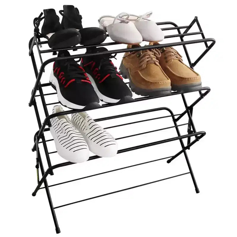 Zenree 4-Tier Foldable Metal Shoe Rack Shelf, Matte Black