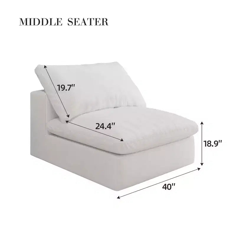 1 Piece Antique White Down Filling Sofa Middle Seater