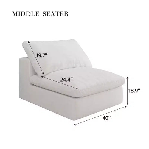 1 Piece Antique White Down Filling Sofa Middle Seater