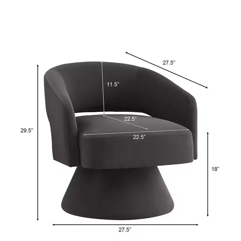 Okak Modern Swivel Accent Chairs for Bedroom, Upholstered Velvet Round Accent Chairs, 360 Degree Comfy Swivel Chair with Open Backrest