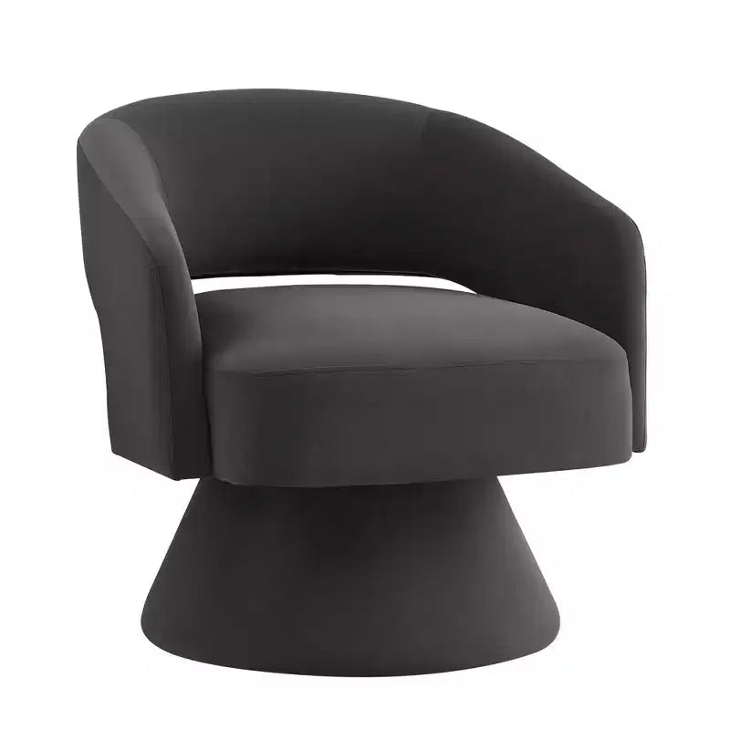 Okak Modern Swivel Accent Chairs for Bedroom, Upholstered Velvet Round Accent Chairs, 360 Degree Comfy Swivel Chair with Open Backrest