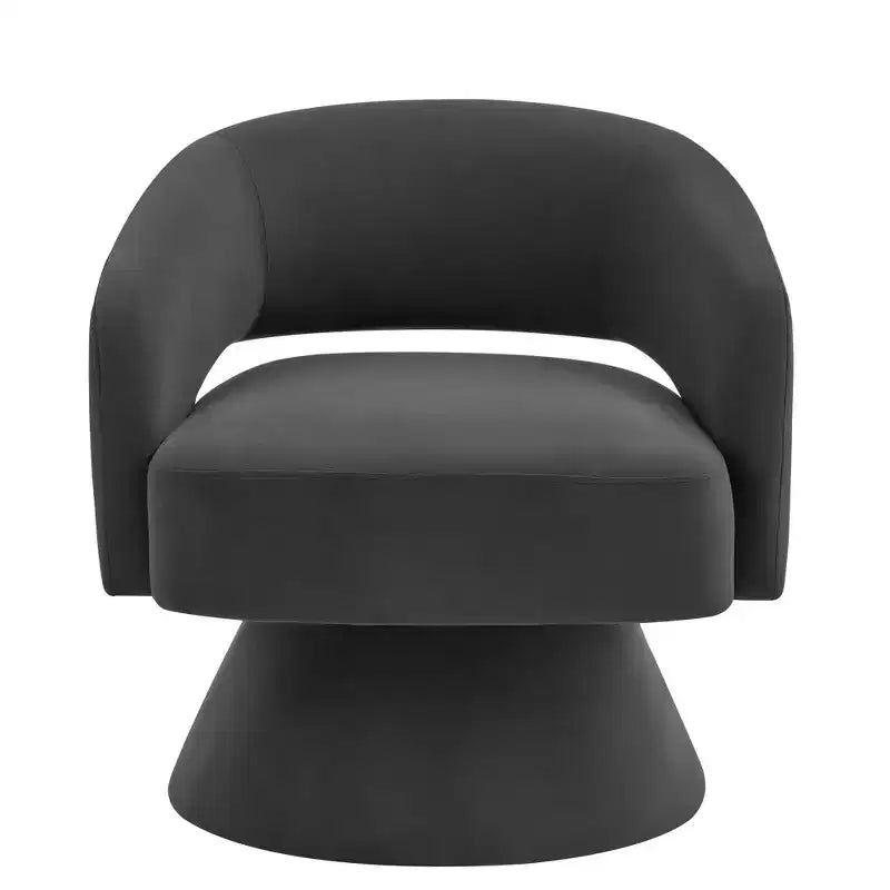 Okak Modern Swivel Accent Chairs for Bedroom, Upholstered Velvet Round Accent Chairs, 360 Degree Comfy Swivel Chair with Open Backrest