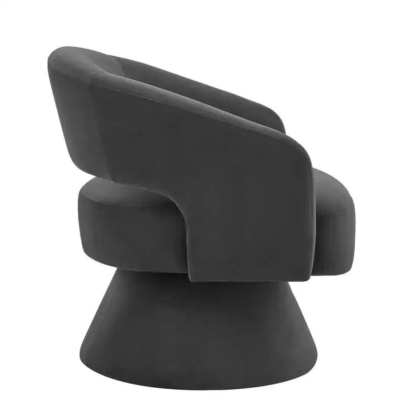 Okak Modern Swivel Accent Chairs for Bedroom, Upholstered Velvet Round Accent Chairs, 360 Degree Comfy Swivel Chair with Open Backrest